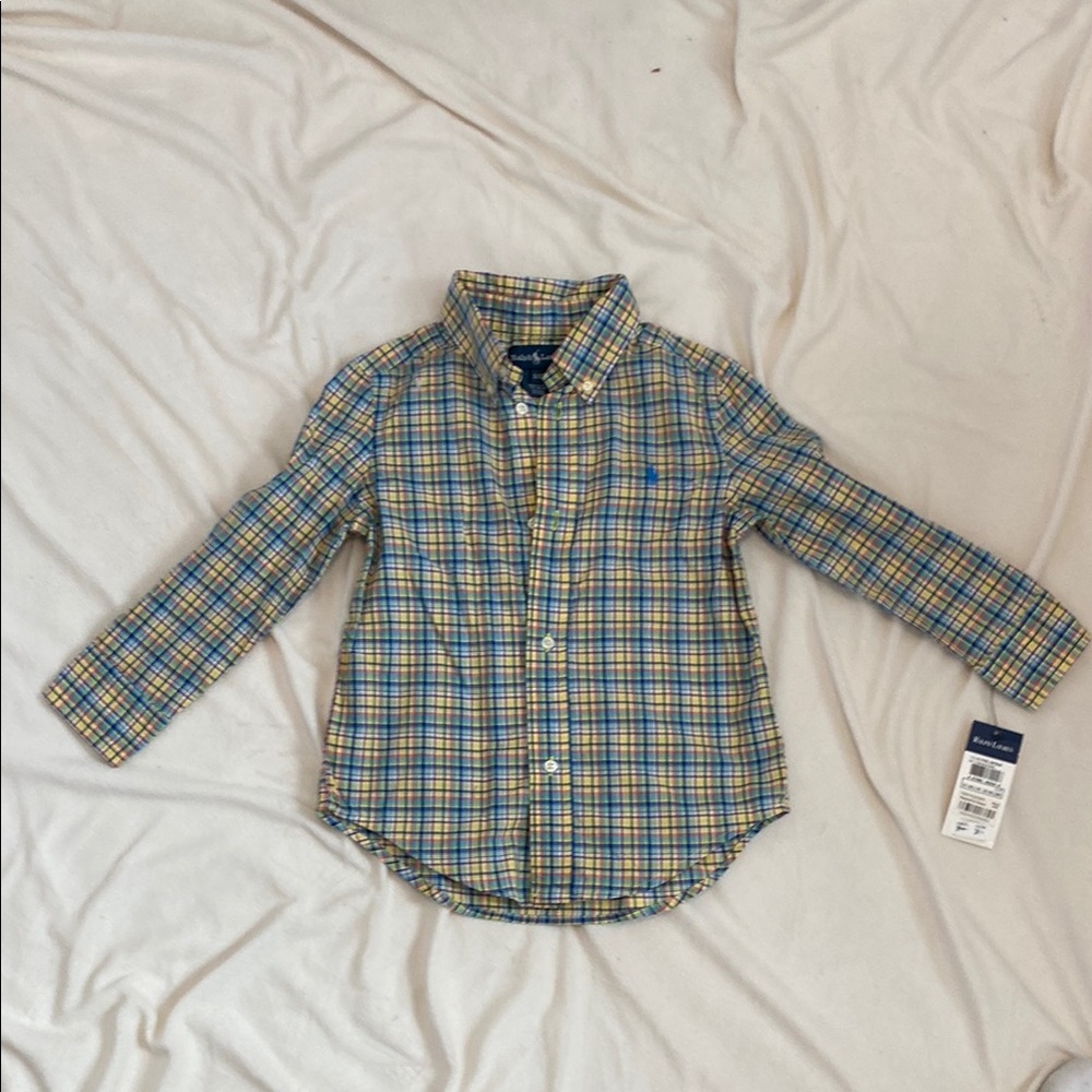 Polo by Ralph Lauren Blue and Yellow Button Down Shirt Classic Design